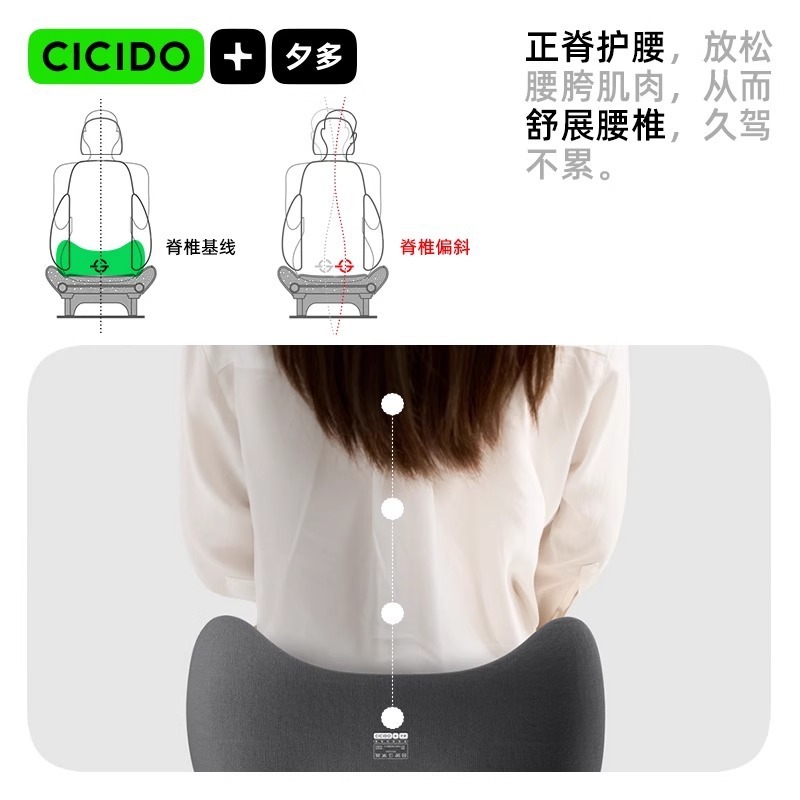 CICIDO夕多汽车腰靠垫尾椎小腰靠车载护腰神器座椅腰托头枕|undefined