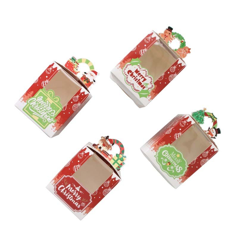 クリスマス箱pvc透明窓開けマフィン箱には、クッキー箱ケーキ箱タルト包装箱が含まれています|undefined