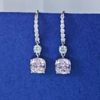 S925 Серебряные серьги-гвоздики в форме ромба Корейская Мода Простые трендовые серьги с темпераментом высокоуглеродистые серьги с бриллиантами в наличии