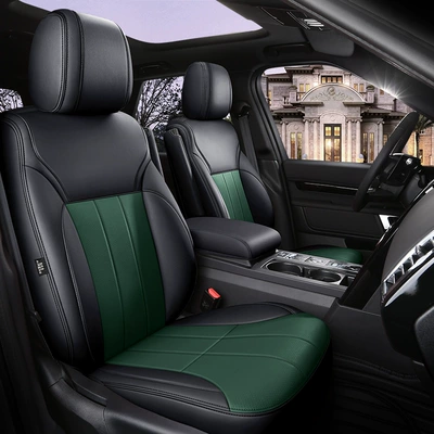 Modelə uyğun (Original) oturacaq örtükləri – cover 5/7 seats can be ordered - black-green-standard-edition-5-seats-half-pack-of-ordinary-leather