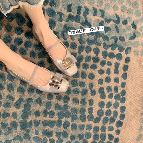 Grape Mama Studiolee Square Spring Silver Lambskin Mary Jane Shoes for Women 2024 New Arrival