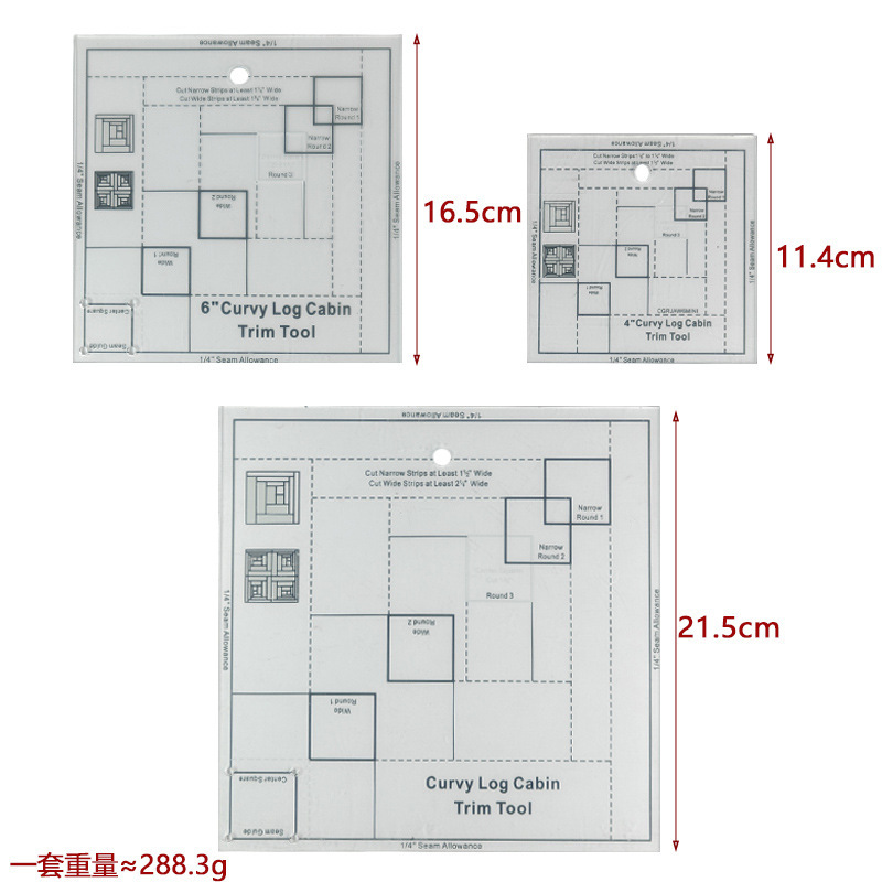 Diseño de prendas de vestir acrílico 90 ° regla de costura de tela de corte de tela doble regla de patrón de tela de corte