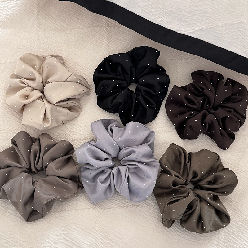 Korean Version of the New Baby's Breath Satin Pig Intestine Hair Band for Girls Rhinestone Satin Pig Intestine Hair Rope Ball Hair Band