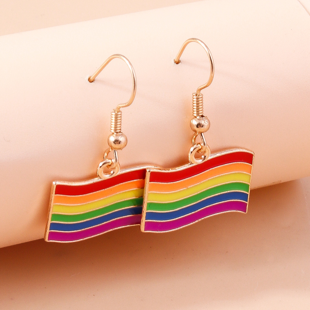 8g Weight Alloy Ear Needle Material Drop Earrings Classification 1 Pair Quantity Outdoor, Daily Occasion Zinc alloy Material Love, Rainbow, Heart Shape Pattern All Seasons Season Women's Gender Polished Finish Elegant, Korean Style Style 1 Pair Elegant Korean Style Love Rainbow Heart Shape Zinc Alloy Drop Earrings 8