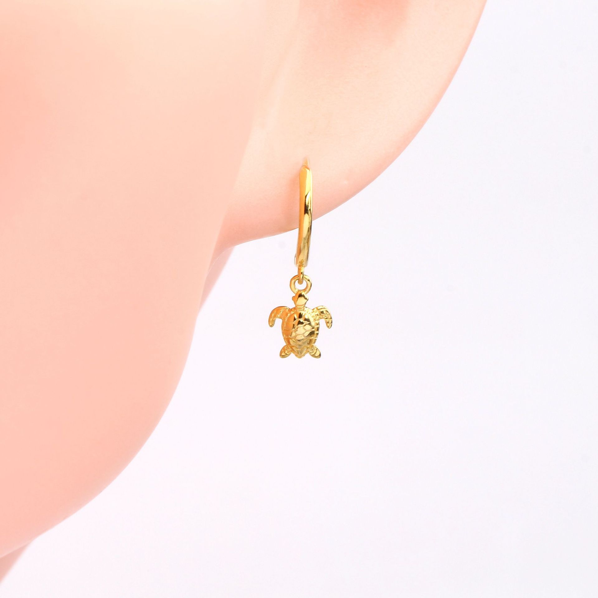 White Gold Plated, Gold Plated Plating Material Stone-Free Inlay Material 1 Pair 925 Sterling Silver Tortoise Ocean White Gold Plated Gold Plated Drop Earrings Earrings