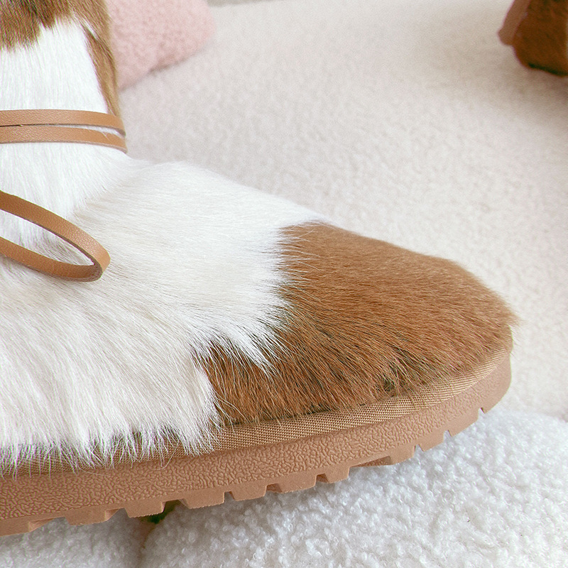 Warm Women's Snow Boots With Sheep Fur Lining And Waterproof Sole_voghion.com