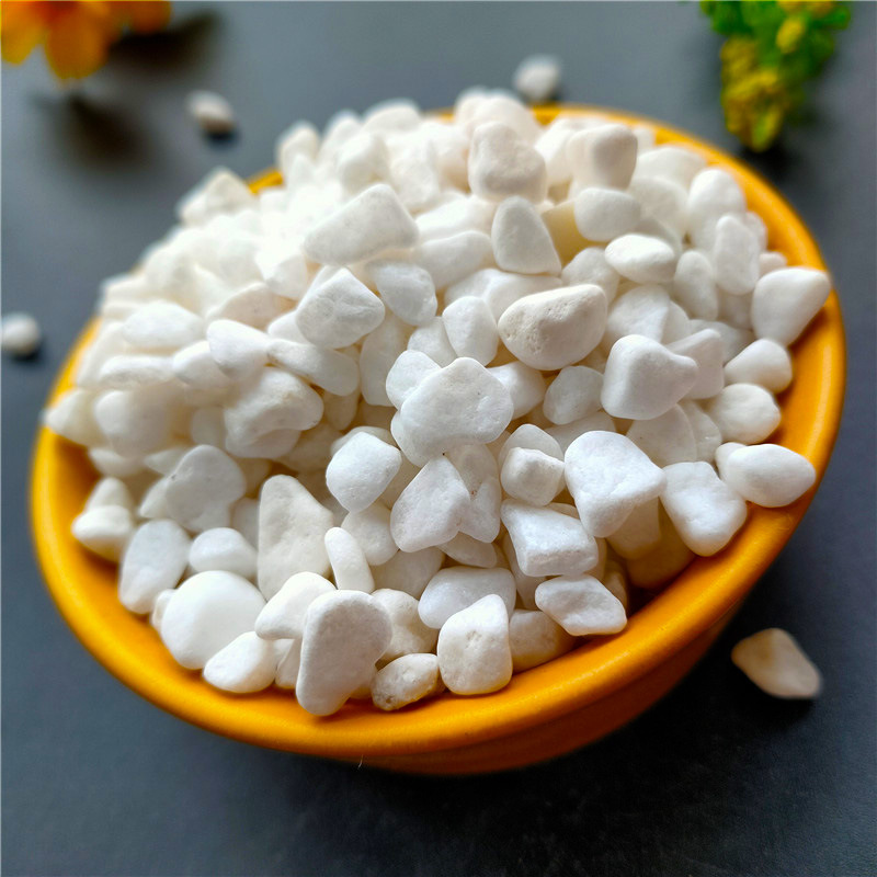 白色石子鹅卵石 多肉盆栽雪花白机制小石子 庭院铺路造景白色石头