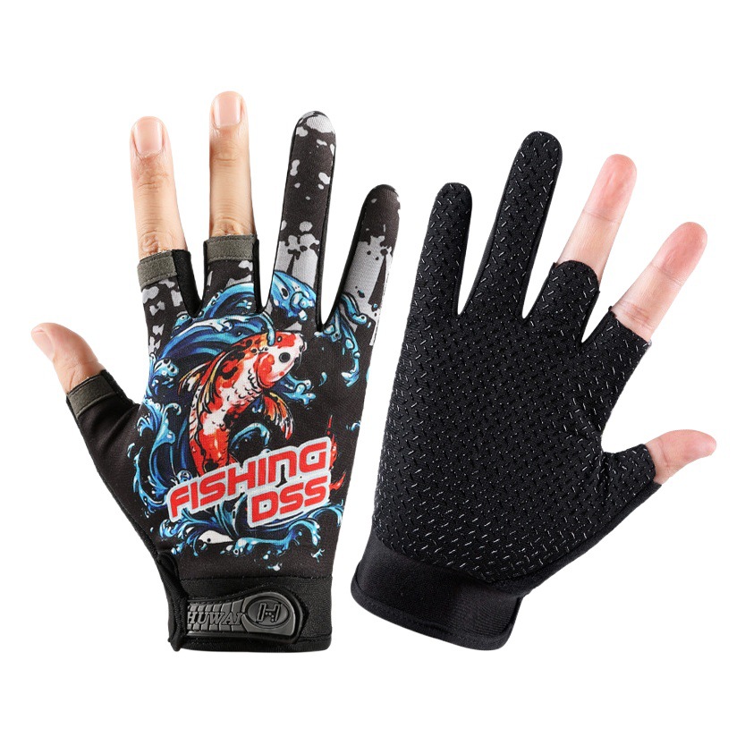 Guantes de pesca con protección solar para exteriores para hombres y mujeres, guantes de pesca para ciclismo de tres dedos, transpirables, antideslizantes y resistentes al desgaste, para verano image 1