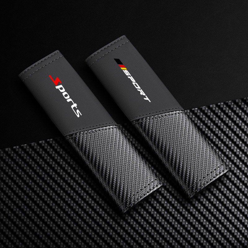 Car Shoulder Pads, Car Seat Belt Covers, Safety Belt Protectors, Velcro Carbon Fiber Leather Car Interior Accessories