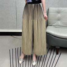 外贸女装2025夏季新款宽松阔腿长裤春秋时尚显瘦百搭松紧长裤子女