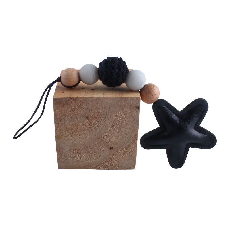 Creativo DIY nuevo colorido estrella de cinco puntas Arco Iris colgante de lana Bola de silicona perlas llavero colgante bolsa colgante