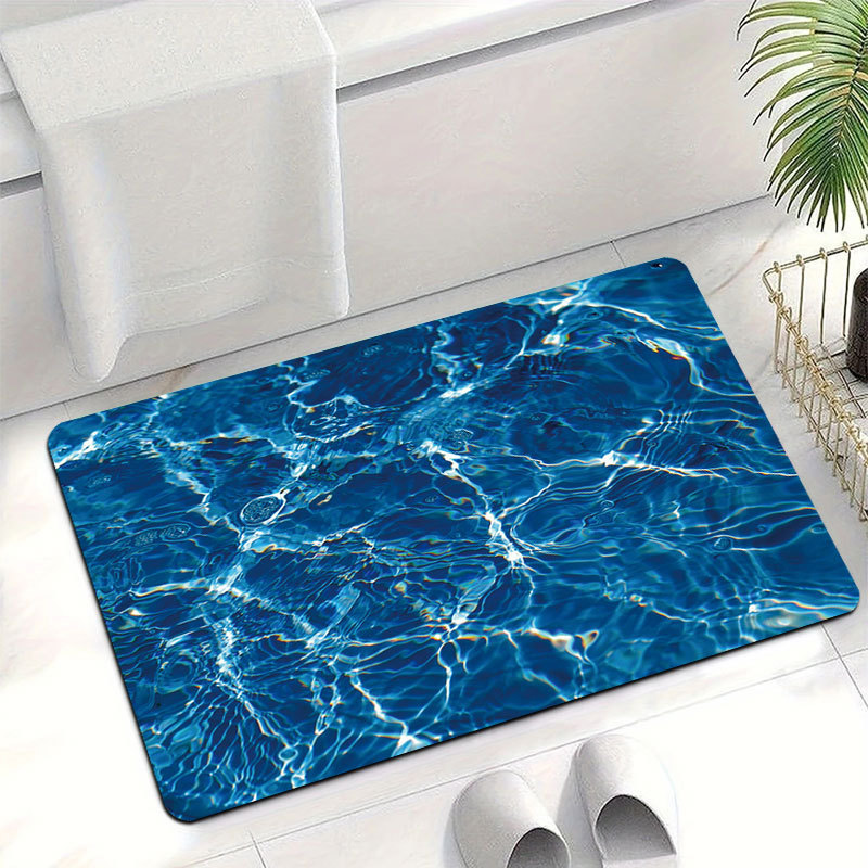 Cross-Border Temu Wave-Pattern Diatomaceous Earth Bathroom Mat, Water-Absorbent Non-Slip Foot Mat, Entryway Decorative Mat