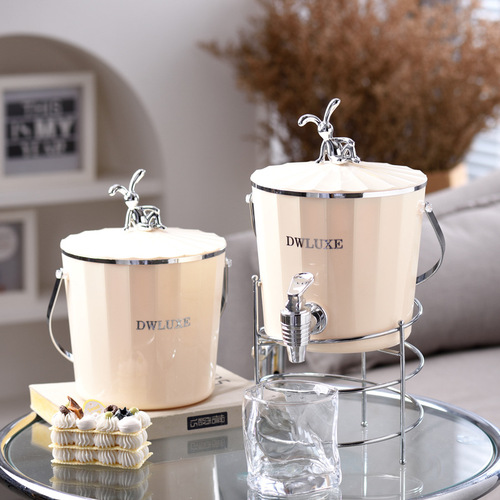 Ice bucket cold kettle with faucet cold drink bucket household cold kettle ice kettle fruit tea bucket wine cold brew kettle cold drink bucket