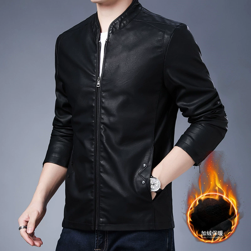 Кожаная мужская куртка новая корейская версия