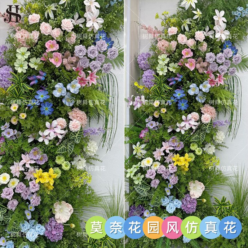 Monet Garden Artificial Flower Scene Arrangement, Delphinium Arrangement, Fake Flowers for Trendy Store Photoshoots, Storefront and Window Floral Art Monet Garden Artificial Flower Scene Arrangement, Delphinium Arrangement, Fake Flowers for Trendy Store Photoshoots, Storefront and Window Floral Art