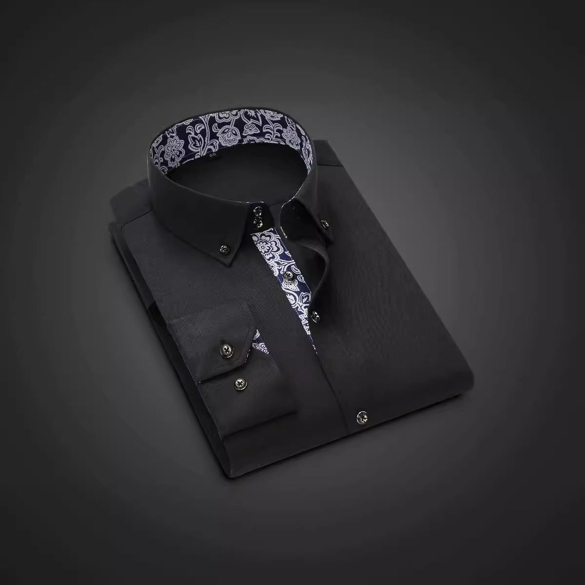 Una camisa de cabello para hombres primavera y verano de manga larga alta sensación de negocio casual azul camisa de moda de hombre