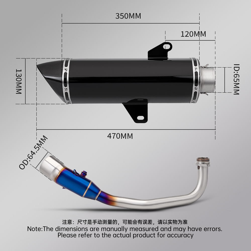 Forza350 Modified Fosha 350 Stainless Steel Front Exhaust Pipe Tail Muffler Set 2021-2024