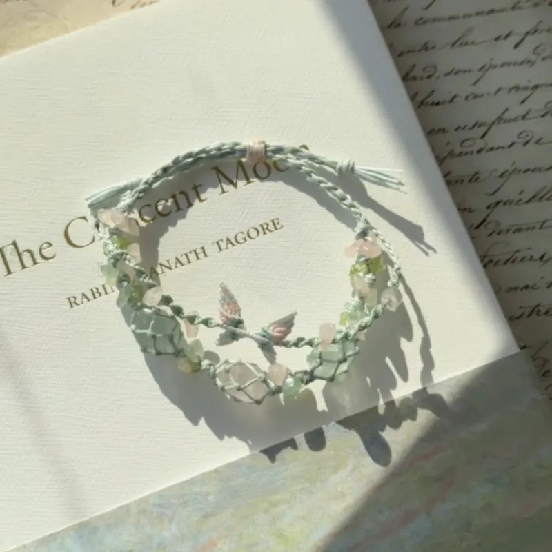 New Chinoiserie Monet Garden Butterfly Gravel Bracelet Bow Hand-Woven Bracelet Xiaohongshu Same Accessories