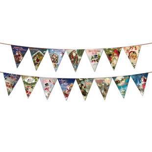 Cross-Border Christmas Party Decoration Flag Christmas Merry Christmas Decoration Retro Triangular Flag