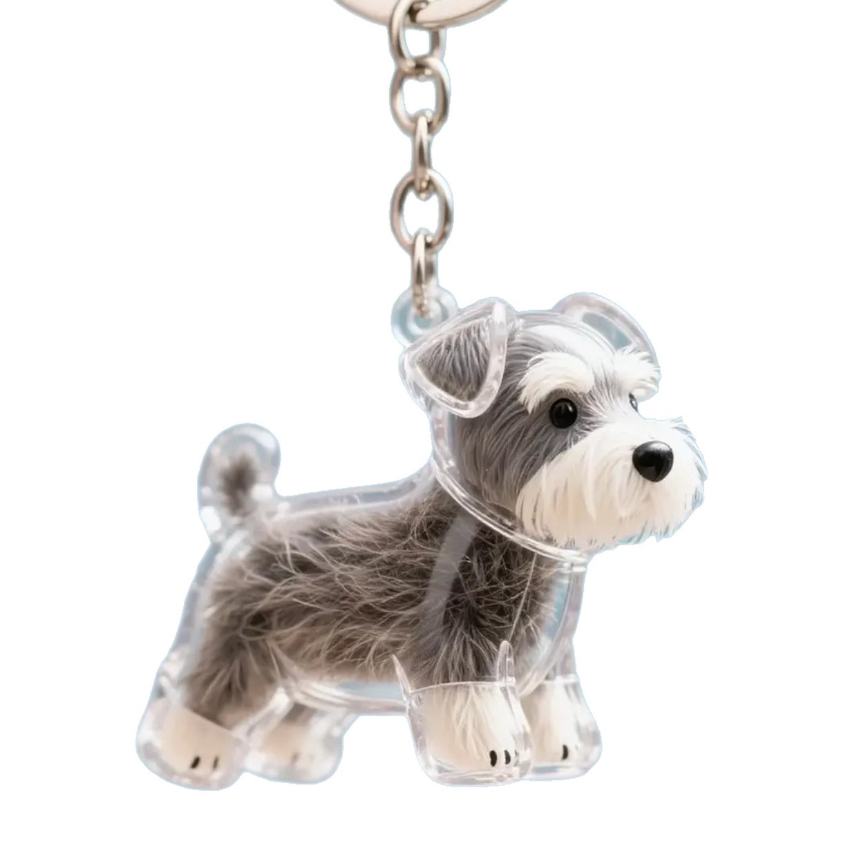 Colgante de pelo de mascota lindo cabello de cachorro caja de almacenamiento transparente para gatos y perros forma colgante creativo llavero