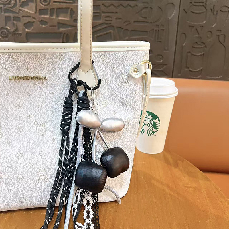 Coreano dulce fresco bolsas de cereza cuerdas trenzadas encaje cuentas llaveros multicolores bolsas opcionales accesorios regalos al por mayor