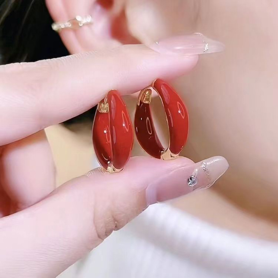 Pendientes Rojos de Moda, Estilo Retro Francés, con un Toque de Lujo, para el Año de Nacimiento, Versátiles y Ligeros, Gran Venta Transfronteriza