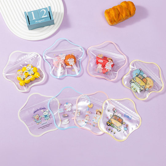 Cute Cartoon Illustration Star Gift Bag Children's Snack Candy Self-sealing Bag High Color Value Gift Bag