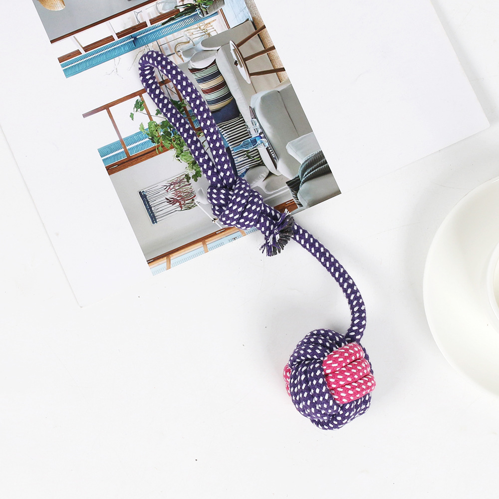 Juguetes de nudo de algodón transfronterizos para mascotas, dientes de molienda resistentes a la mordida, bolas de tracción interactivas, juguetes para mascotas, juguetes para perros