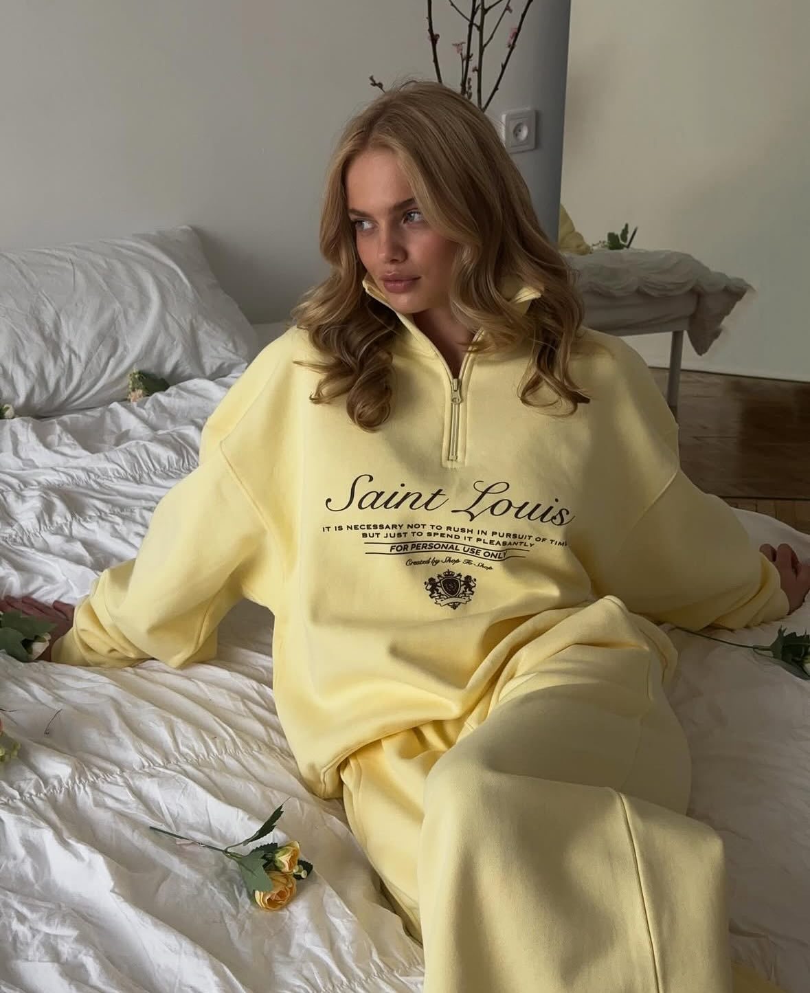 Unisex Oversized Letter Print Half-Zip Sweatshirt & Straight-Leg Joggers Set (95% Organic Cotton, Gender-Neutral Streetwear, Minimalist Aesthetic)_voghion.com