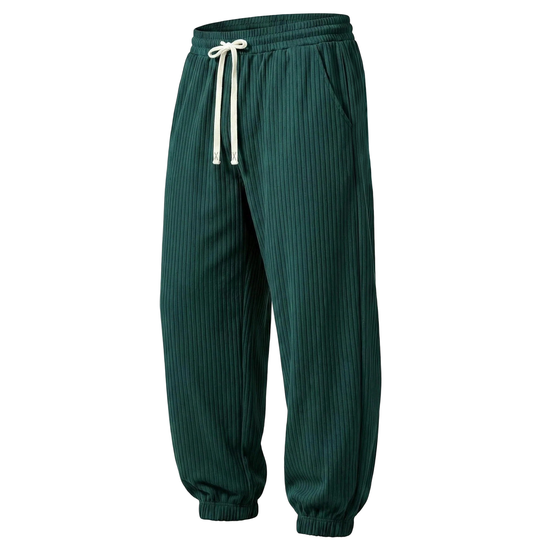 Men's Ribbed Jogger Sweatpants Loose Fit Drawstring Casual Pants Multi Color Versatile Drape Athletic Trousers Spring Summer Style_voghion.com