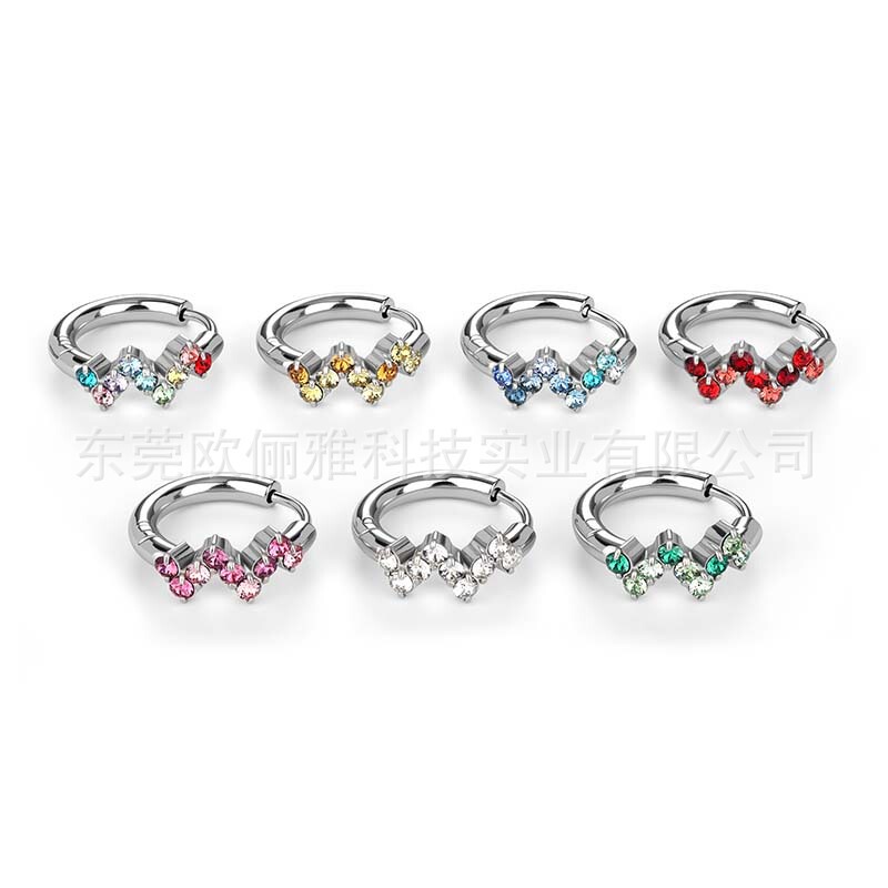 Titanium Steel Dopamine Color Gradient Wave Ear Cuffs with Lightning Austrian Rhinestones Wholesale Custom Titanium Steel Dopamine Color Gradient Wave Ear Cuffs with Lightning Austrian Rhinestones Wholesale Custom
