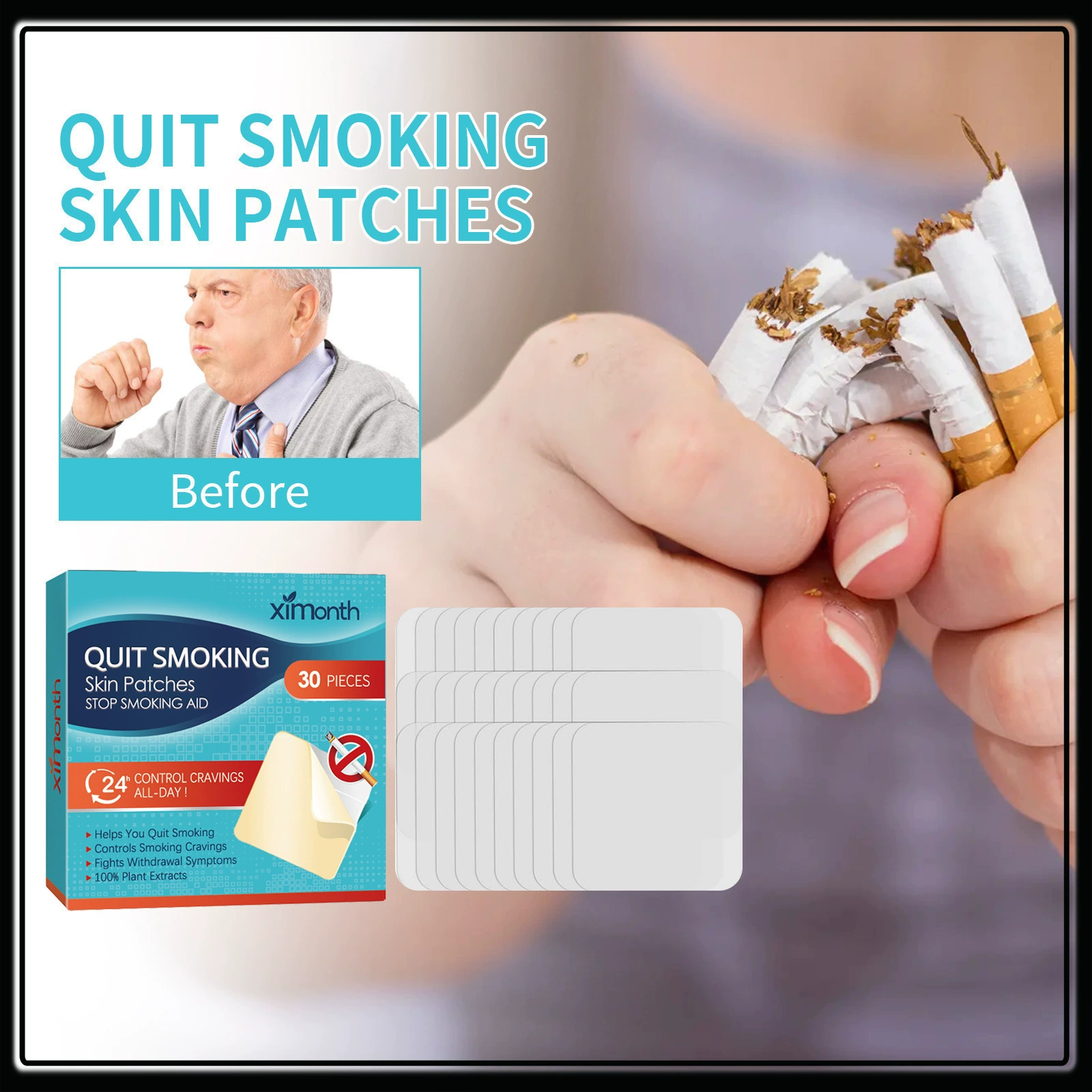 Ximonth наклейка для прекращения курения наклейка для здоровья помогает в борьбе против табака