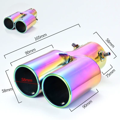 Car muffler: Car Exhaust Stainless Steel Muffler - apricot-color-dual-output-full-color-straight-support-installation