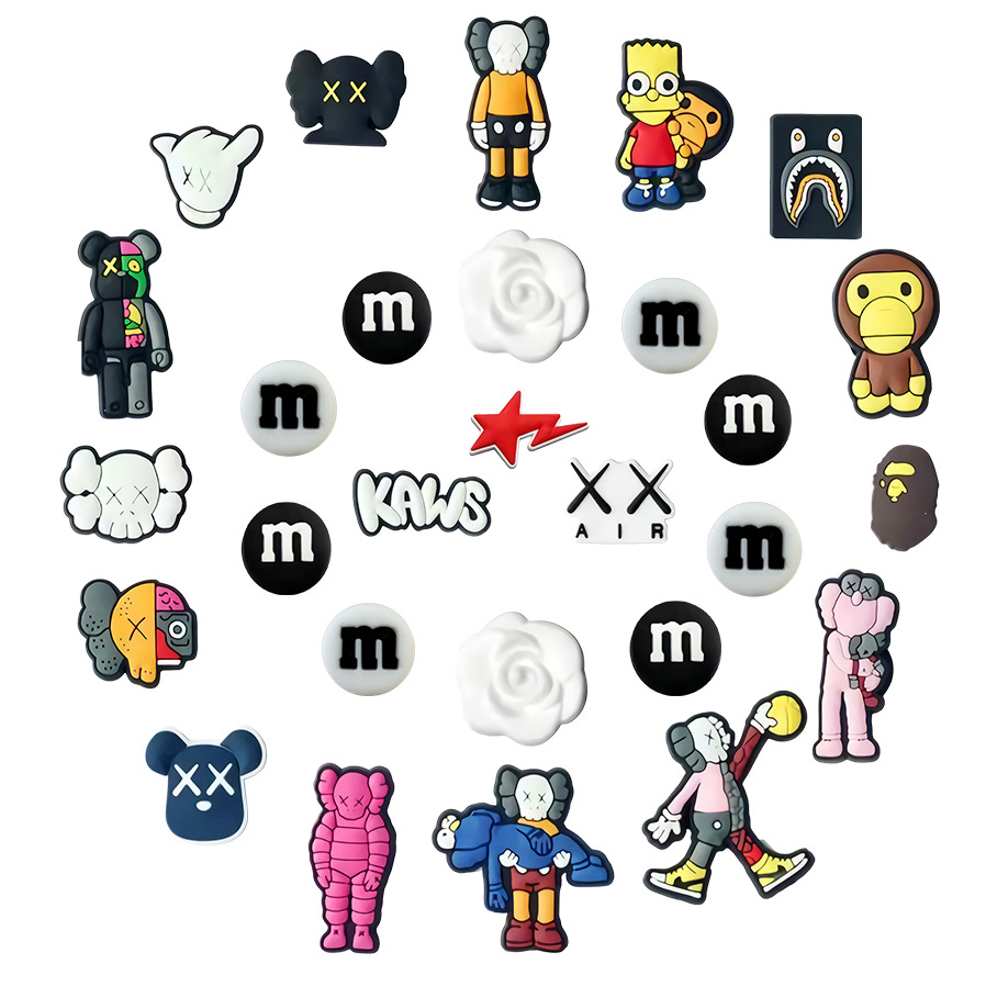 跨境亚马逊潮牌KAWS 洞洞鞋鞋花鞋扣PVC鞋配饰diy鞋配件|ru