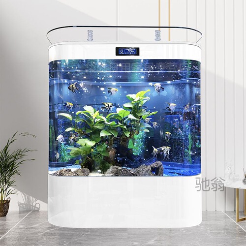 Tank for living room, household, small and medium-sized,  new model, double round wall-mounted large size, large rear filter ecological landscape, golden dragon