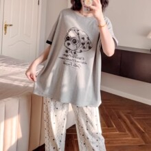睡衣女款莫代棉套装夏季短袖女士网红大码时尚休闲夏天春夏家居服