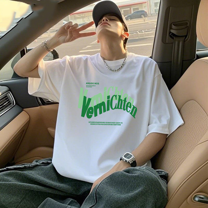 Comercio exterior ins estilo de impresión de cuello redondo camiseta de manga corta tendencia universal casualidad blanco T pareja