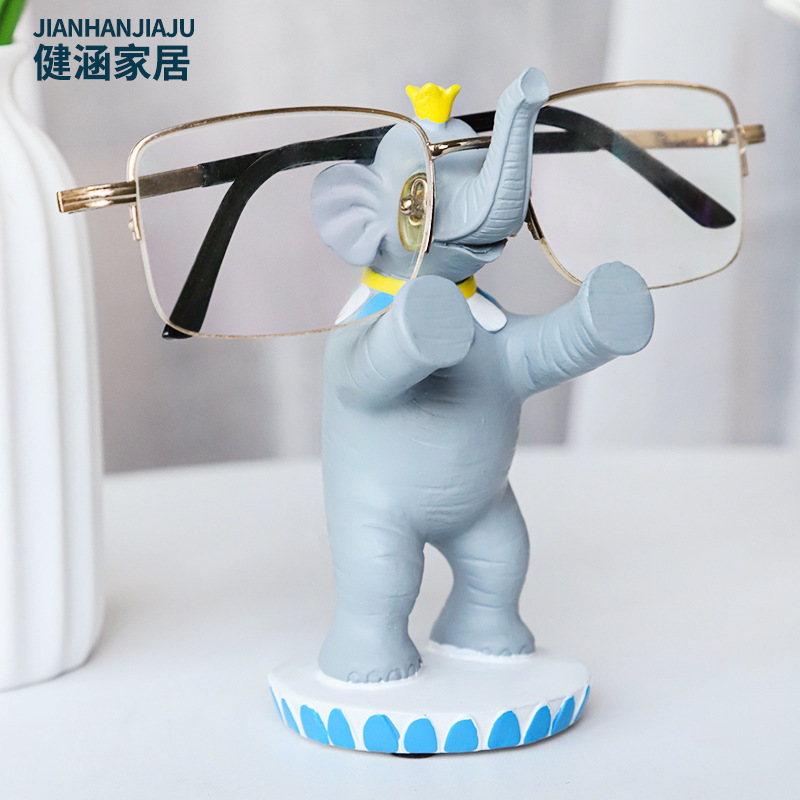 Creative Elephant Glasses Frame Display Stand Glasses Stand Elephant Ornaments Resin Crafts Desktop Animal Children's Gift