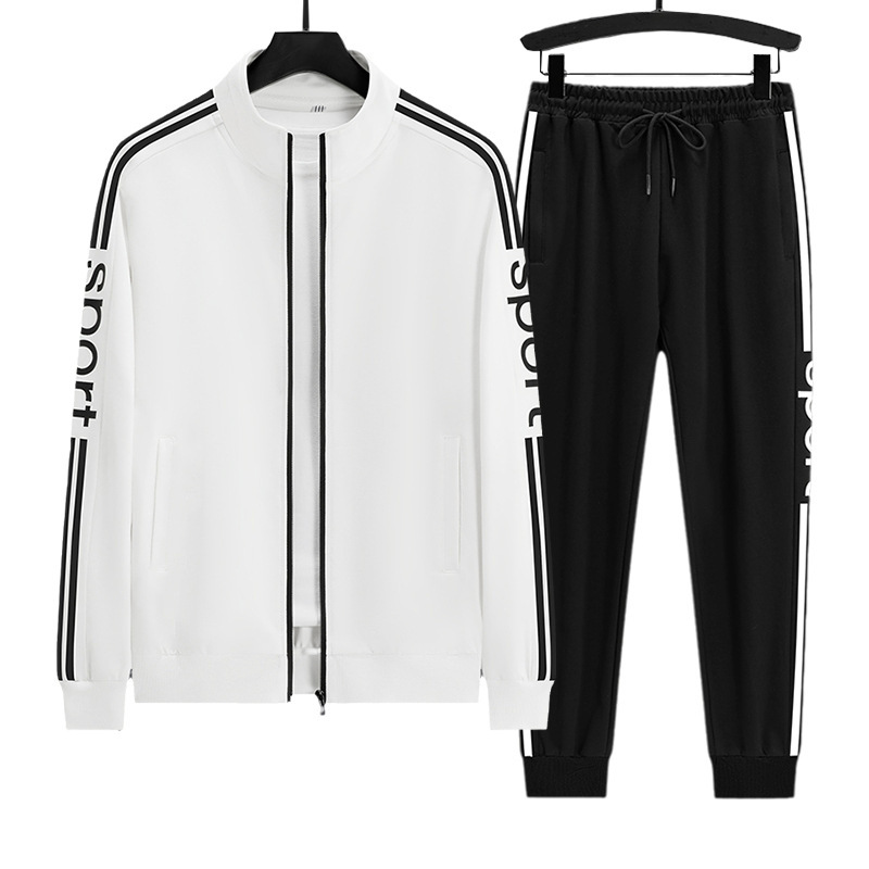 Transfronterizo Otoño e Invierno casual deportes cardigan traje ropa de hombre con letra guapo impreso manga larga conjunto de dos piezas al por mayor