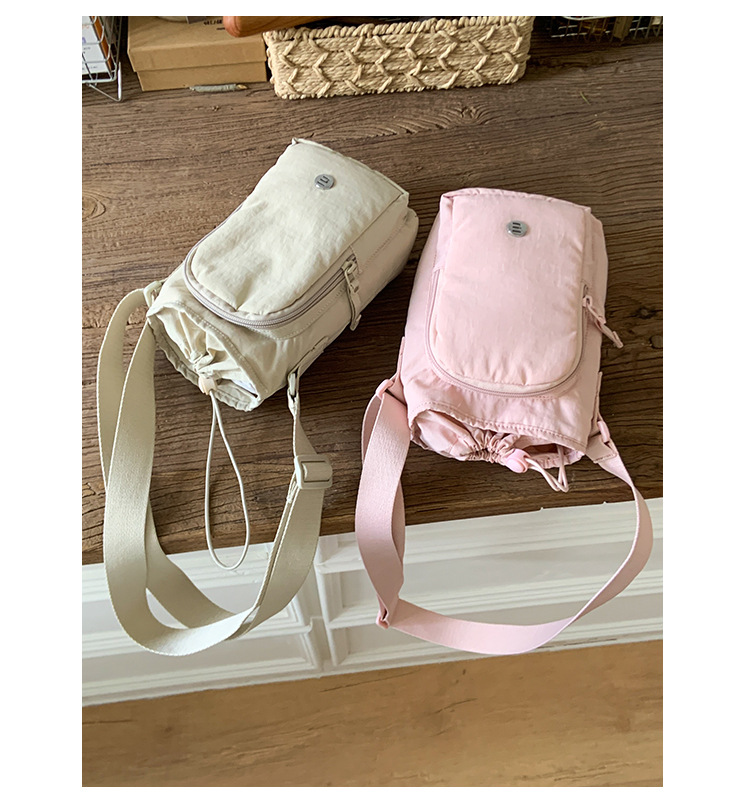 Outdoor portable casual mini single-shoulder bag, simple and versatile drawstring bucket bag, Korean style Instagram niche crossbody women's bag undefined