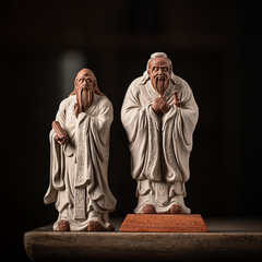 陶瓷孔子國學聖人古代歷史人物雕像塑家居書房禪意工藝品老子擺件