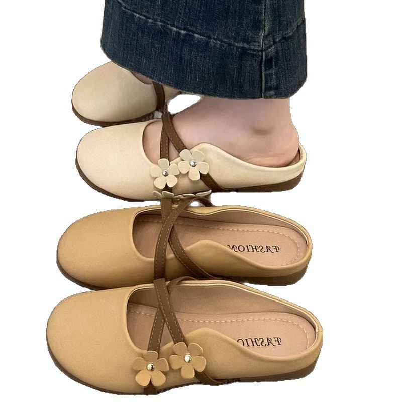 Dopamine Autumn 2025 New Lazy Shoes Slip-On Closed-Toe Half Slippers For Women Outdoor Wear Trendy Sandals_vogvips.com