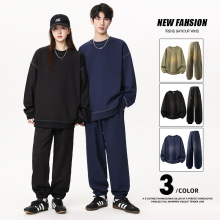 大码卫衣套装男士春秋季2025新款情侣休闲运动男生酷帅穿搭一整套