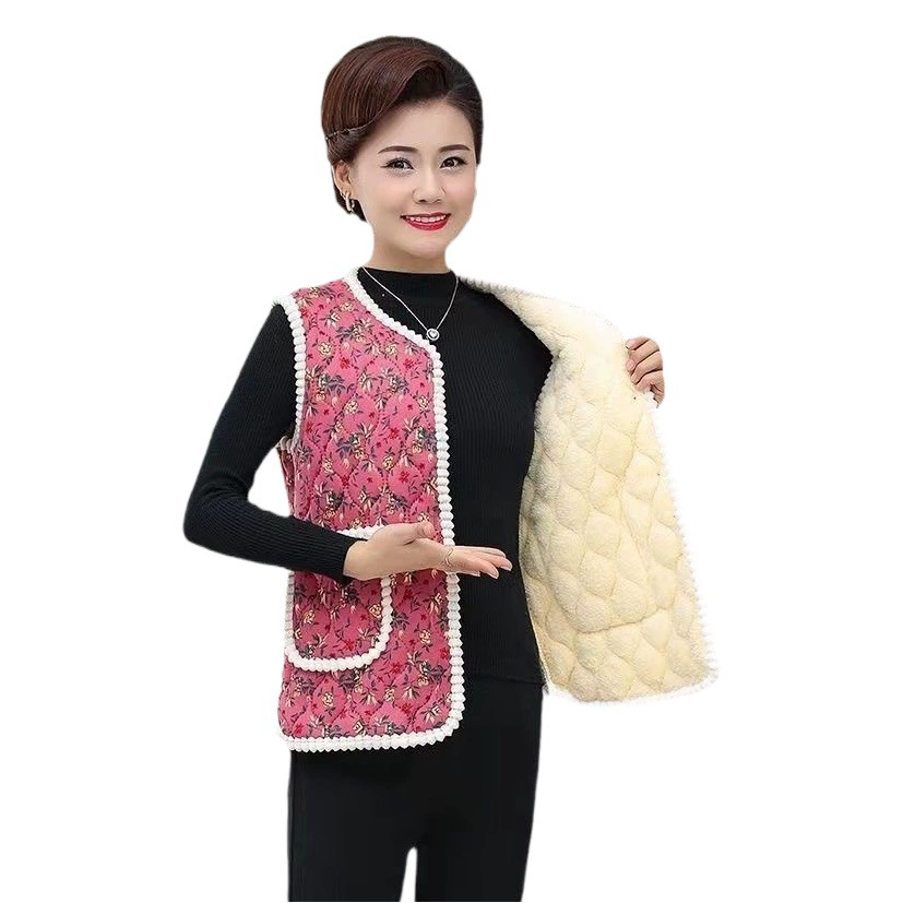 Жилет для женщин среднего и пожилого возраста, утепленный жилет больших размеров на флисовой подкладке, Свободный жилет для матери, зимний теплый подплечник