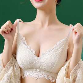 A68#无痕排扣式乳胶M-2XL薄B杯蕾丝聚拢舒适内衣批发特卖尾货促销