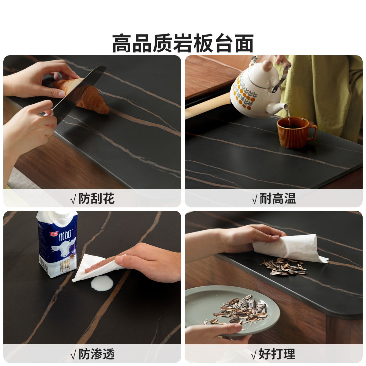 Mesa de té de madera sólida nueva mesa de té de tabla de roca doméstica pequeña sala de estar balcón de lujo ligero alto estilo medieval mesa de té