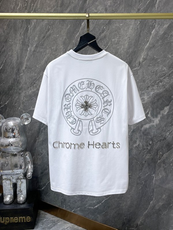クロムハーツ新しい夏クロス馬蹄プリント男性と女性の半袖 T シャツシリーズ卸売|undefined