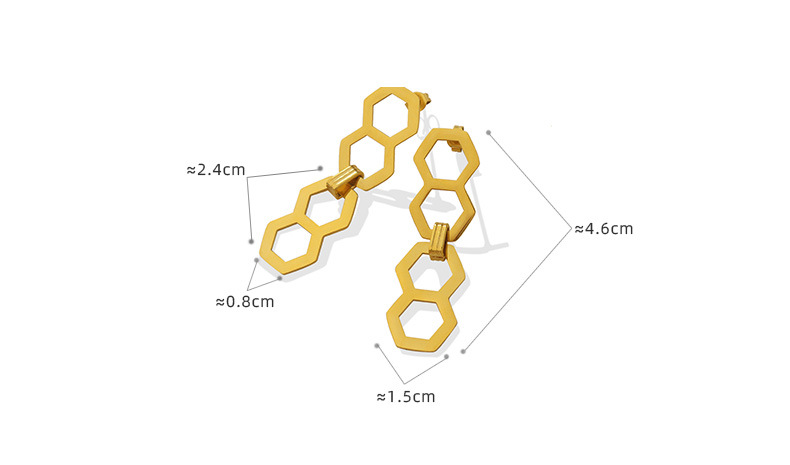 Mode Hexagone Acier Au Titane Boucles D'oreilles Placage Boucles D'oreilles En Acier Inoxydable display picture 1