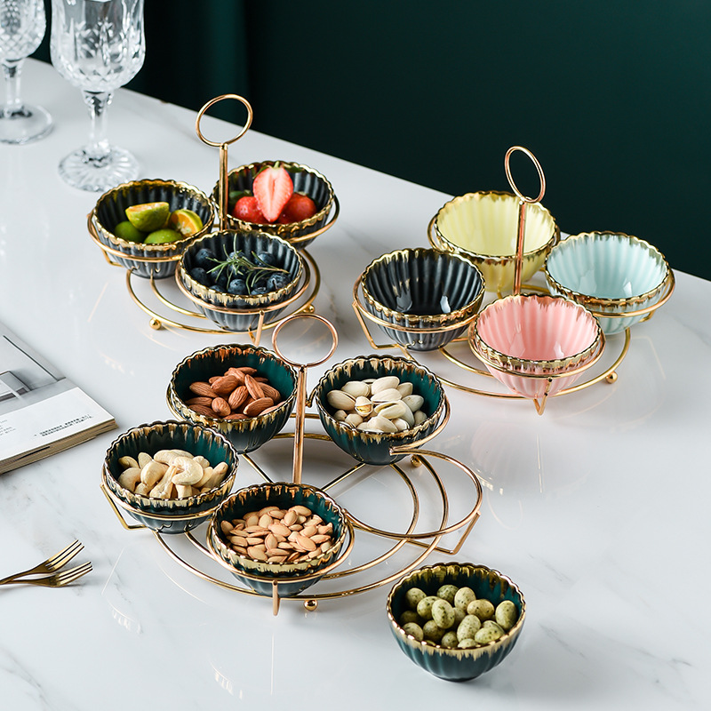 Nordic ins Light luxury home Candy snack dish combinación rejilla de hierro plato de aperitivos de frutas secas plato de salsa recepción KTV
