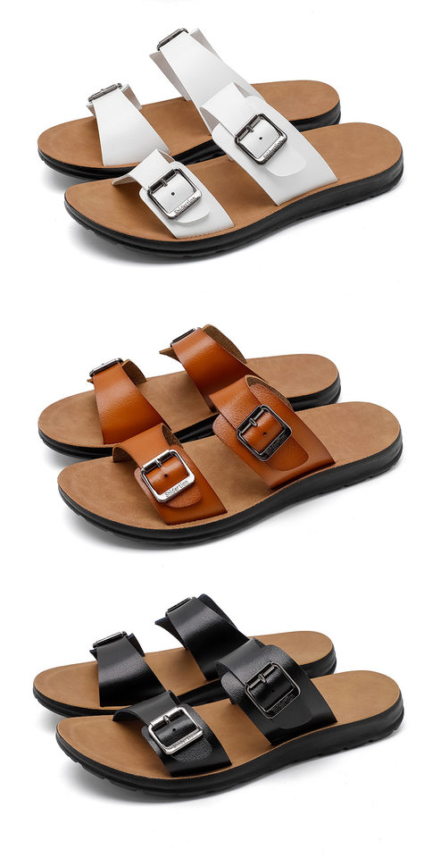 Dép sandal nam quai ngang hở ngón, đế mềm chống trượt, cỡ lớn đi ngoài trời — Màu kaki, Màu trắng, màu đen, Đỏ rượu vang chi tiết 18